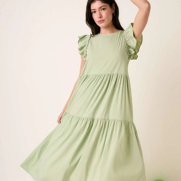 Mittoshop Ruffle Short Sleeve Tiered Maxi Dress - Picture 1 of 6